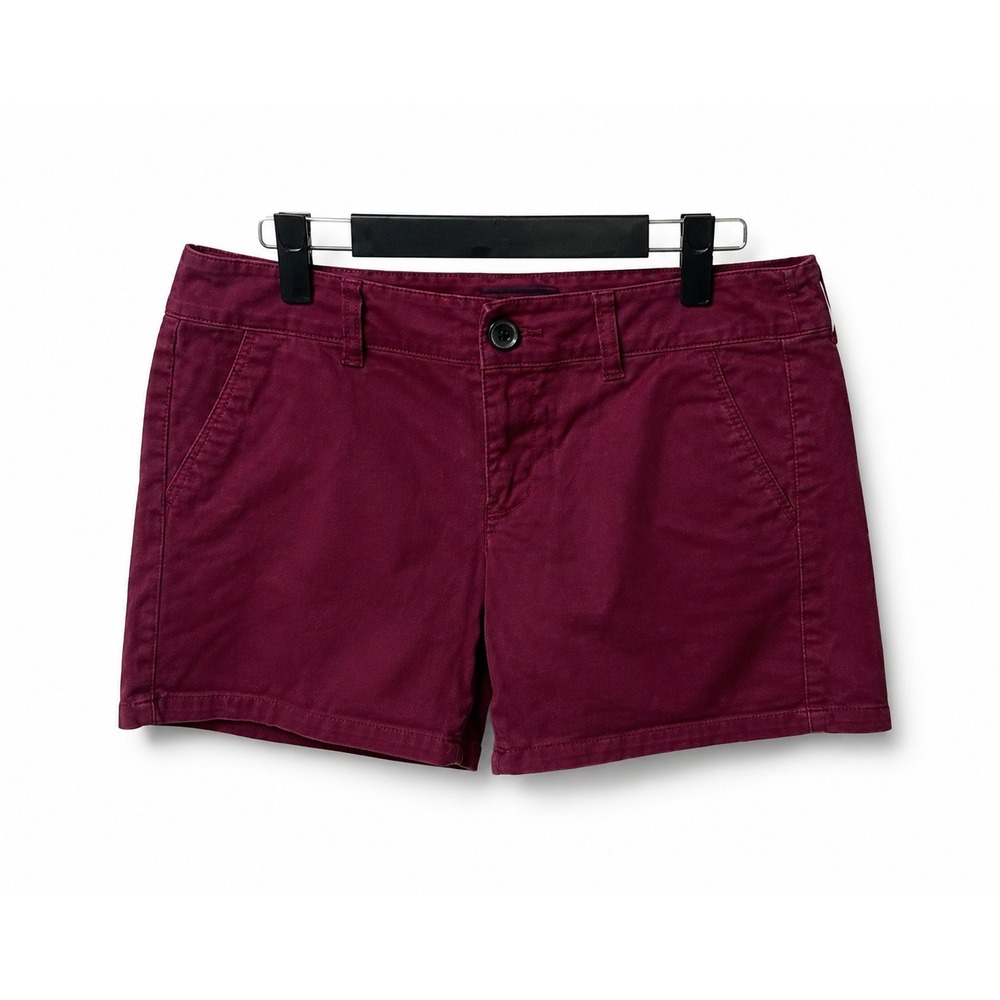 American Eagle‎ Midi Shorts Women 4 Burgundy Excellent Low Rise Cotton Blend 4in